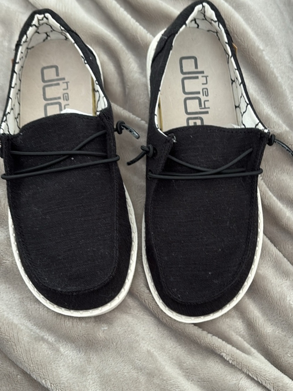 Hey Dude Kids Black Canvas Slip-On Shoes  KID size 13 NWOT